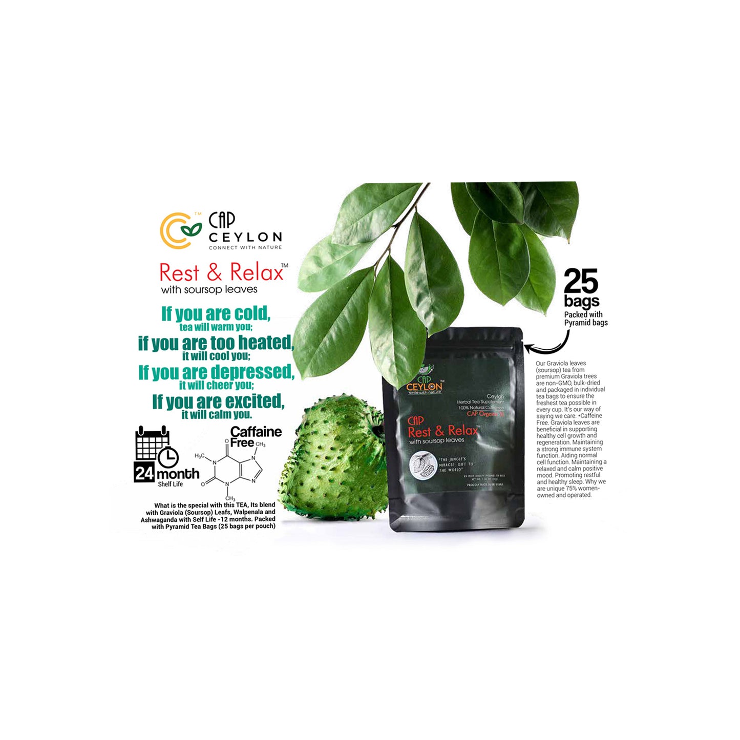 CAP Ceylon Rest & Relax Tea (50g) 25 bustine di tè
