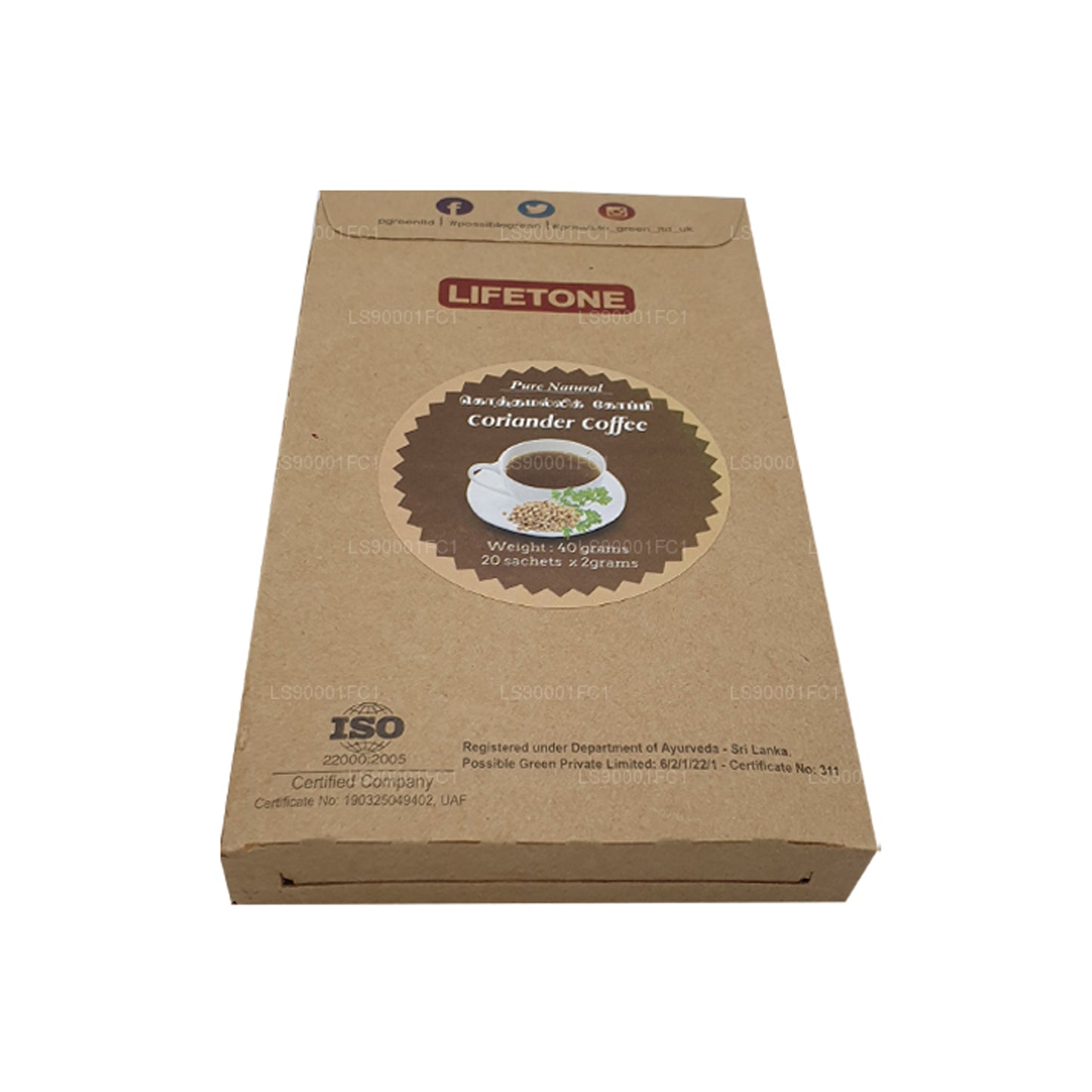 Caffè ai semi di coriandolo Lifetone (40 g) 20 bustine