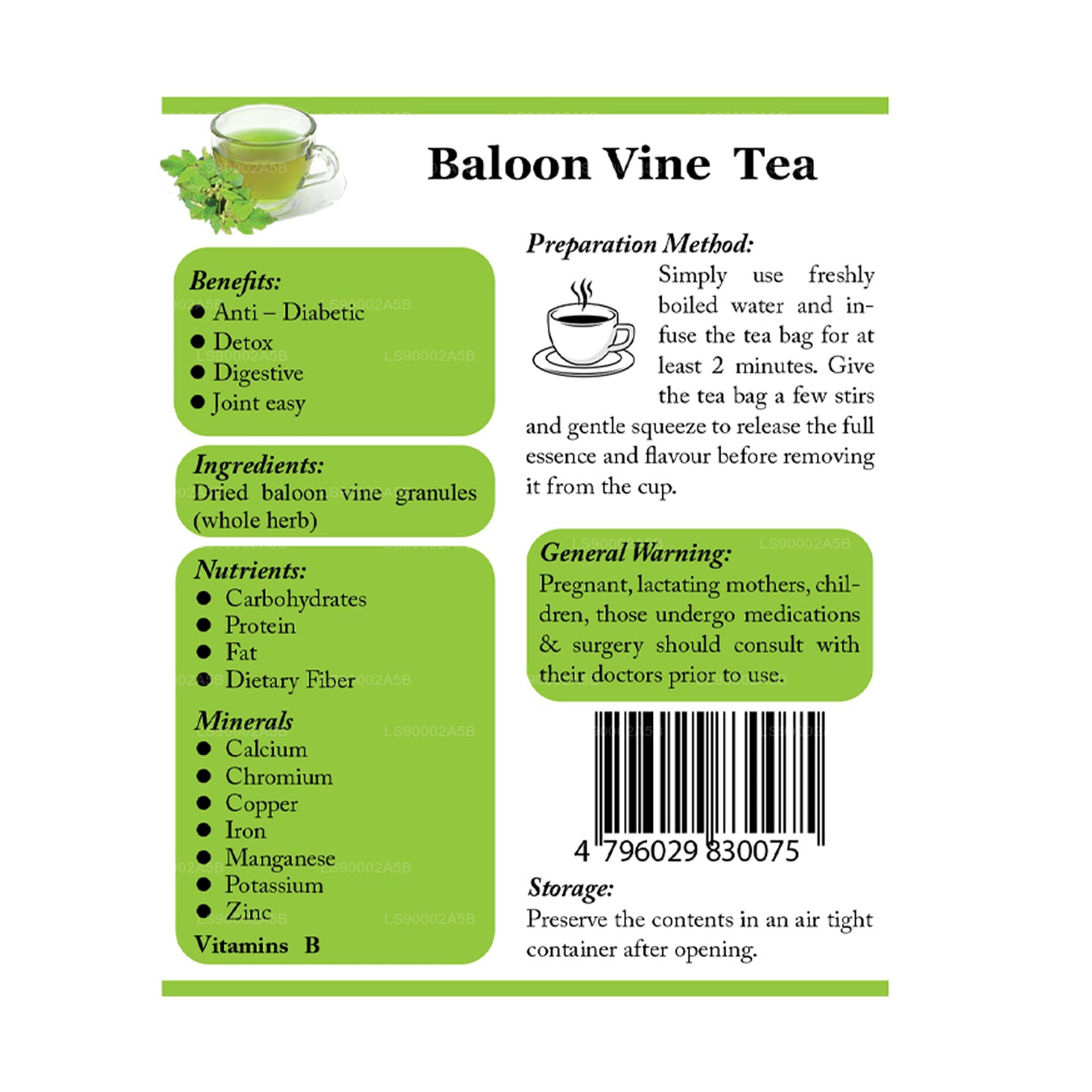 Lifetone Balloon Vine Tea (30g) 20 Tea Bags
