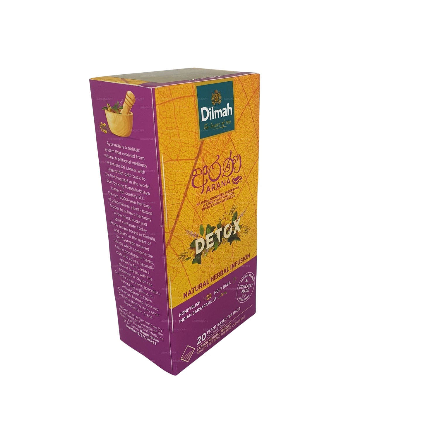 Infuso di erbe naturali Dilmah Arana Detox (20 bustine di tè senza etichetta)