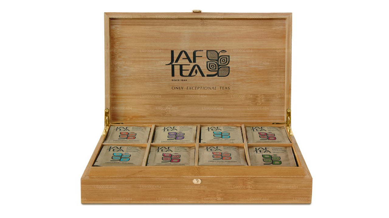 Jaf Tea - Bustine di tè in bambù a 8 scomparti con busta di tè in pellicola (160 g)
