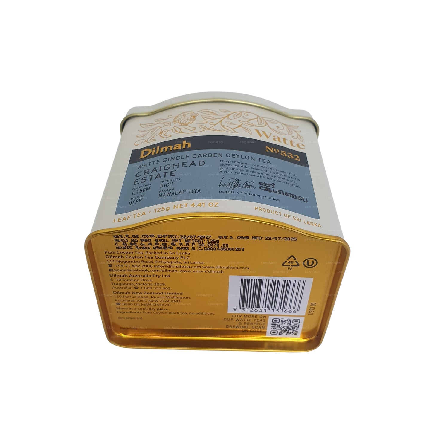 Tè in foglie sfuse all'acqua Dilmah Meda (125g)