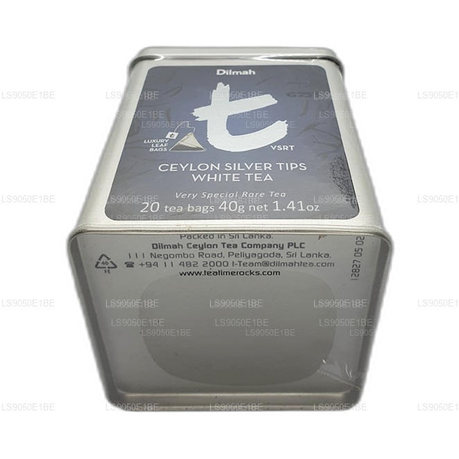 Contenitore in latta per tè bianco Dilmah serie T VSRT Ceylon Silver Tips (40 g), foglie sfuse