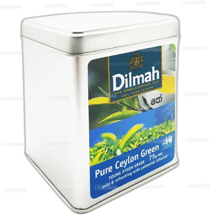 Dilmah Pure Ceylon Green Tea (YOUNG HYSON GRADE) tè sfuso in foglie (75 g) Contenitore