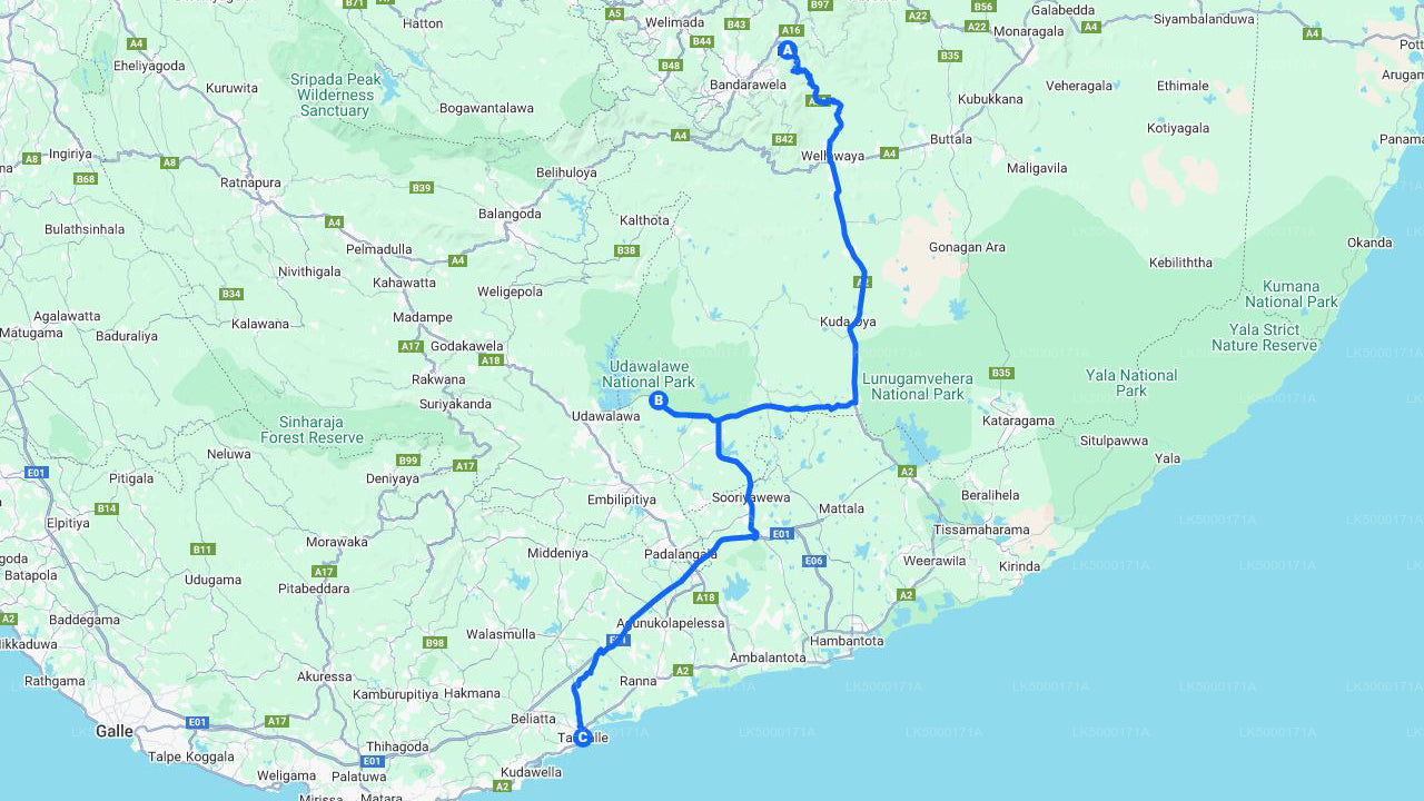 Private Tour from Ella to Tangalle with Udawalawe Safari