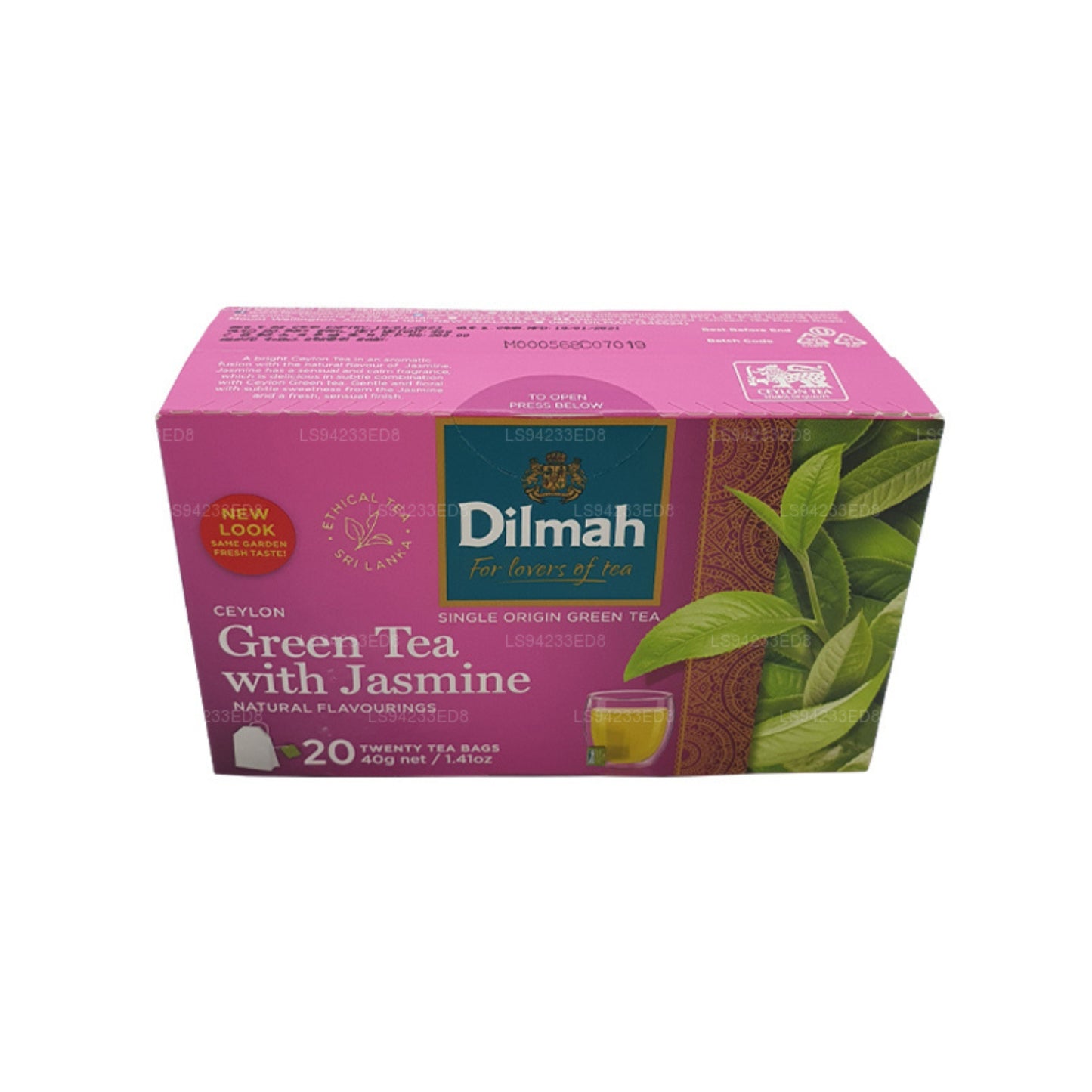 Tè verde Dilmah Ceylon con gelsomino (40 g) 20 bustine di tè