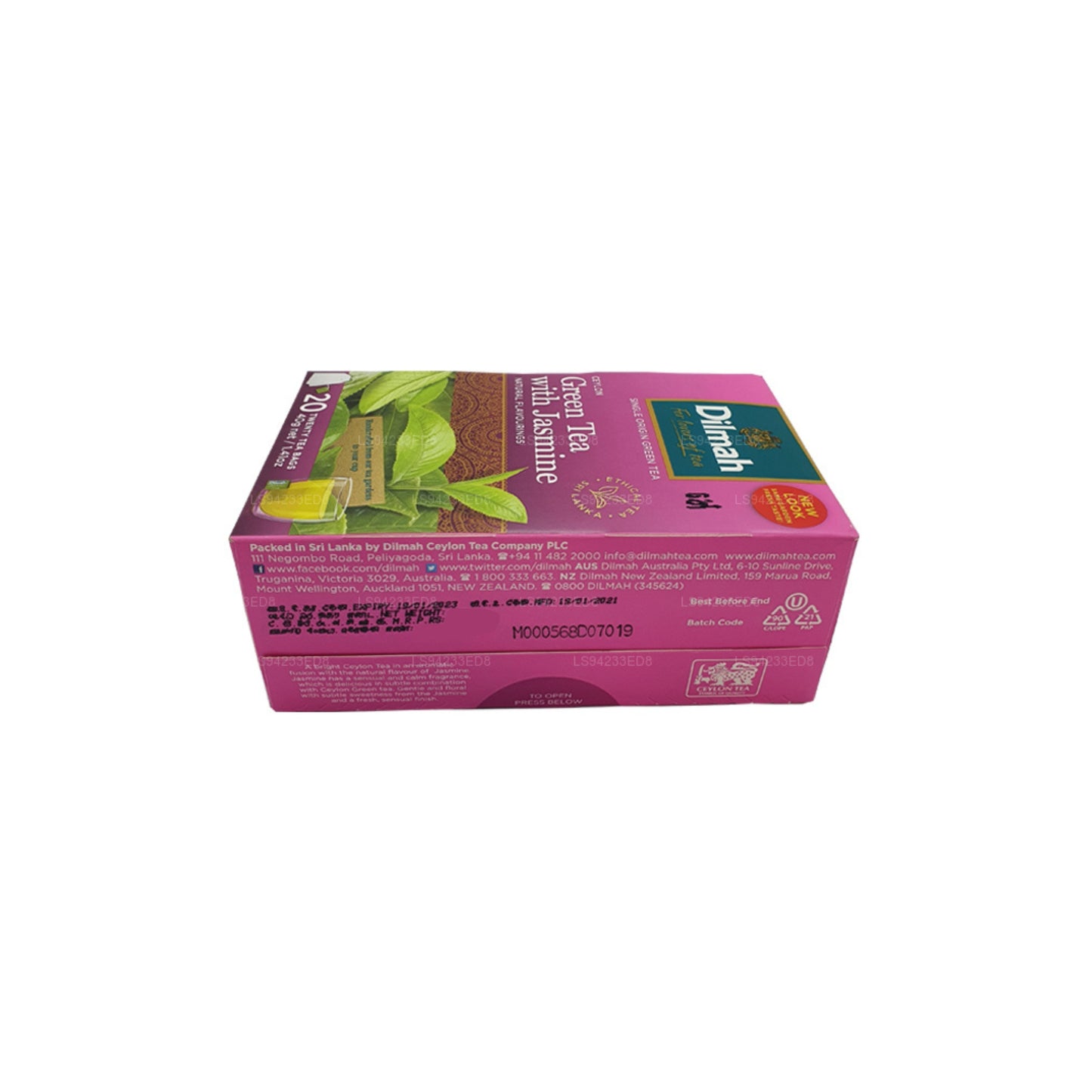 Tè verde Dilmah Ceylon con gelsomino (40 g) 20 bustine di tè