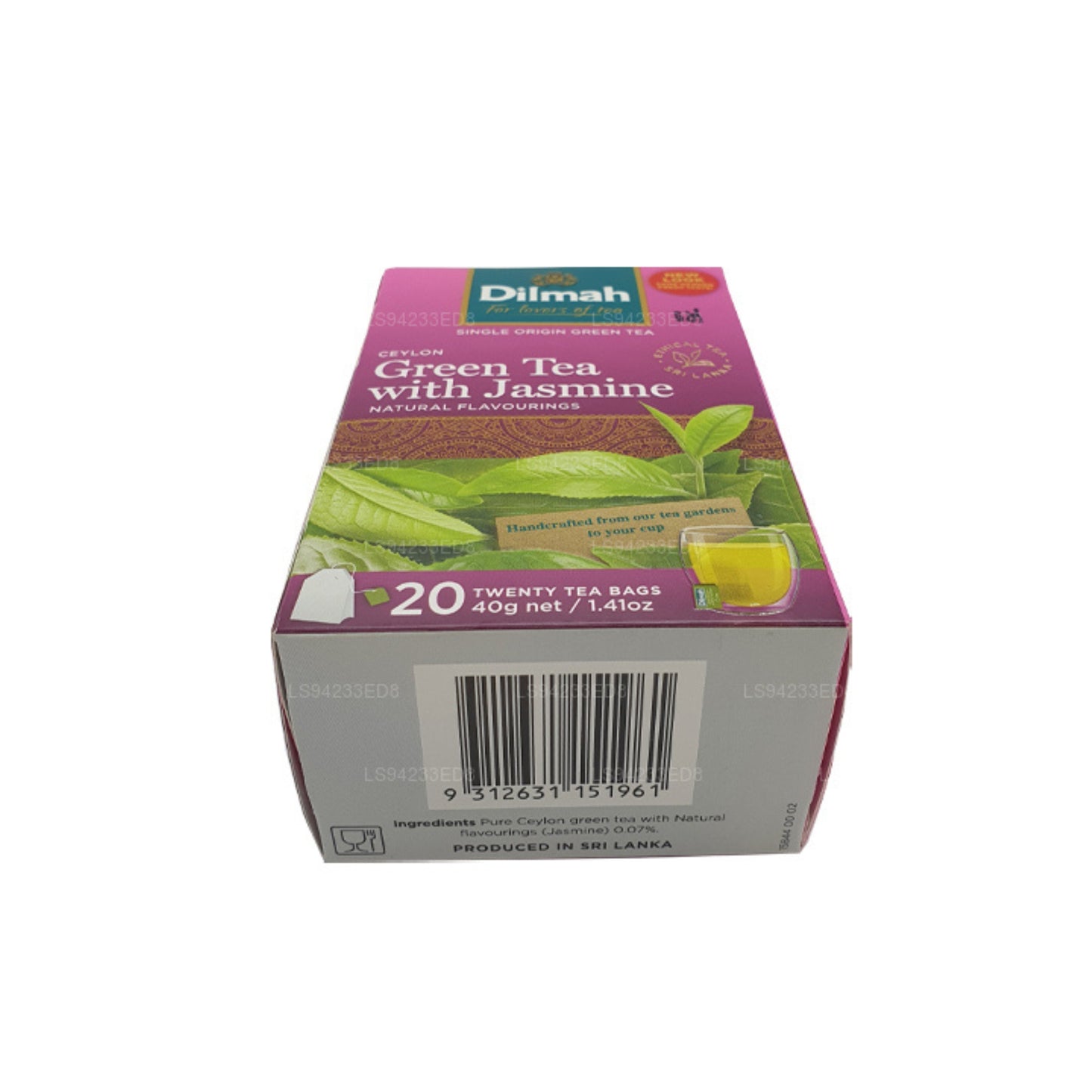 Tè verde Dilmah Ceylon con gelsomino (40 g) 20 bustine di tè