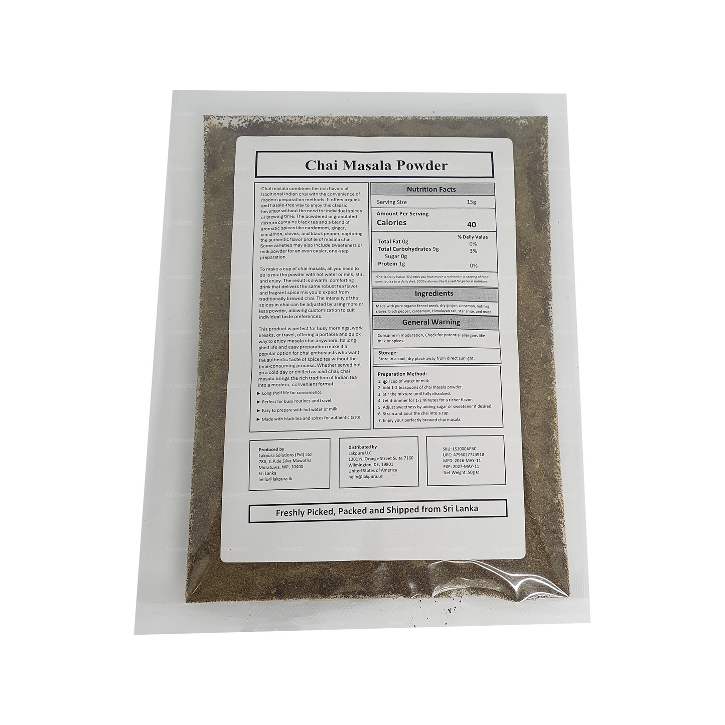 Lakpura Chai Masala in polvere (100 g)
