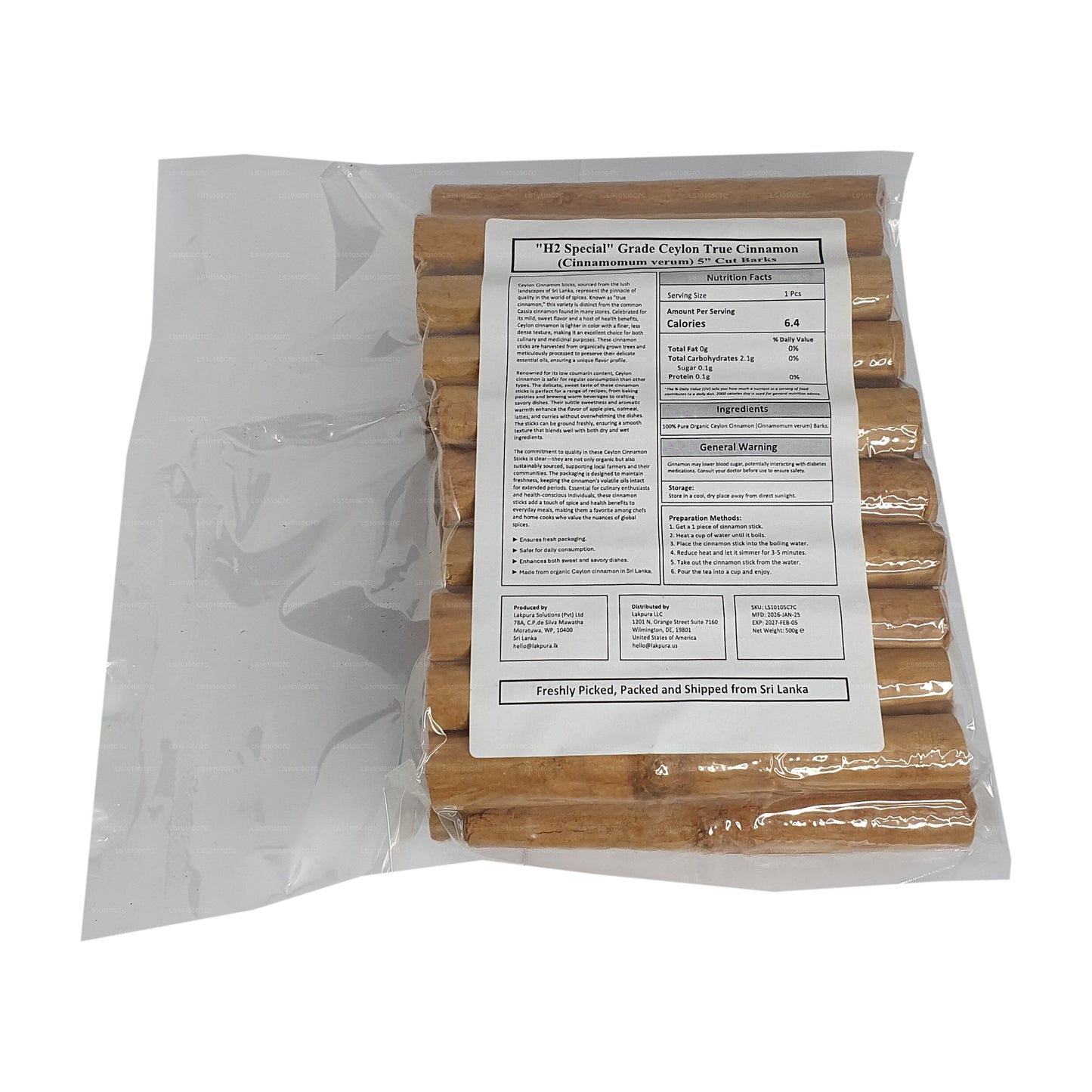 Confezione di corteccia di cannella di Ceylon True Cinnamon di grado «H2 Special» Lakpura
