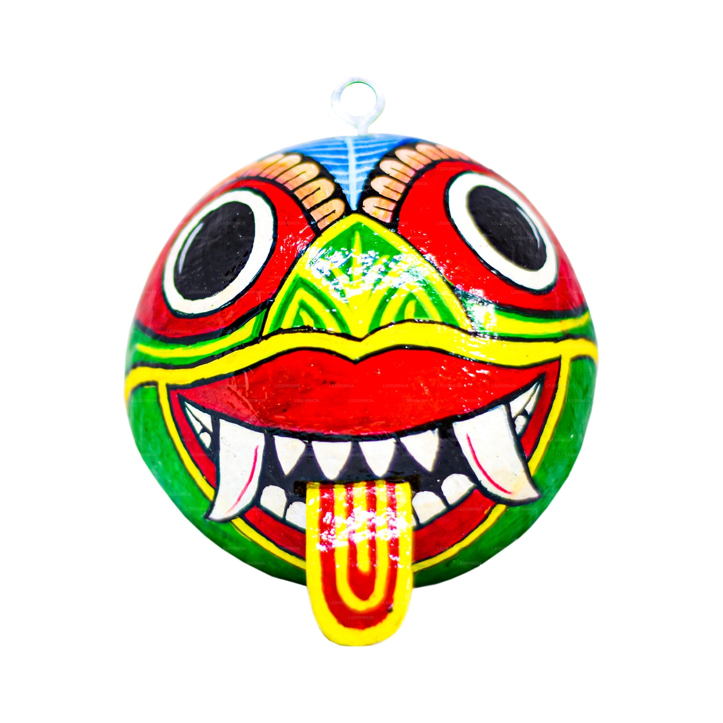 Sri Lankan Traditional Raksha Masks (Mayura, Maru, Agni, Naga) Painted Over Coconut Shells (Pack of 4)