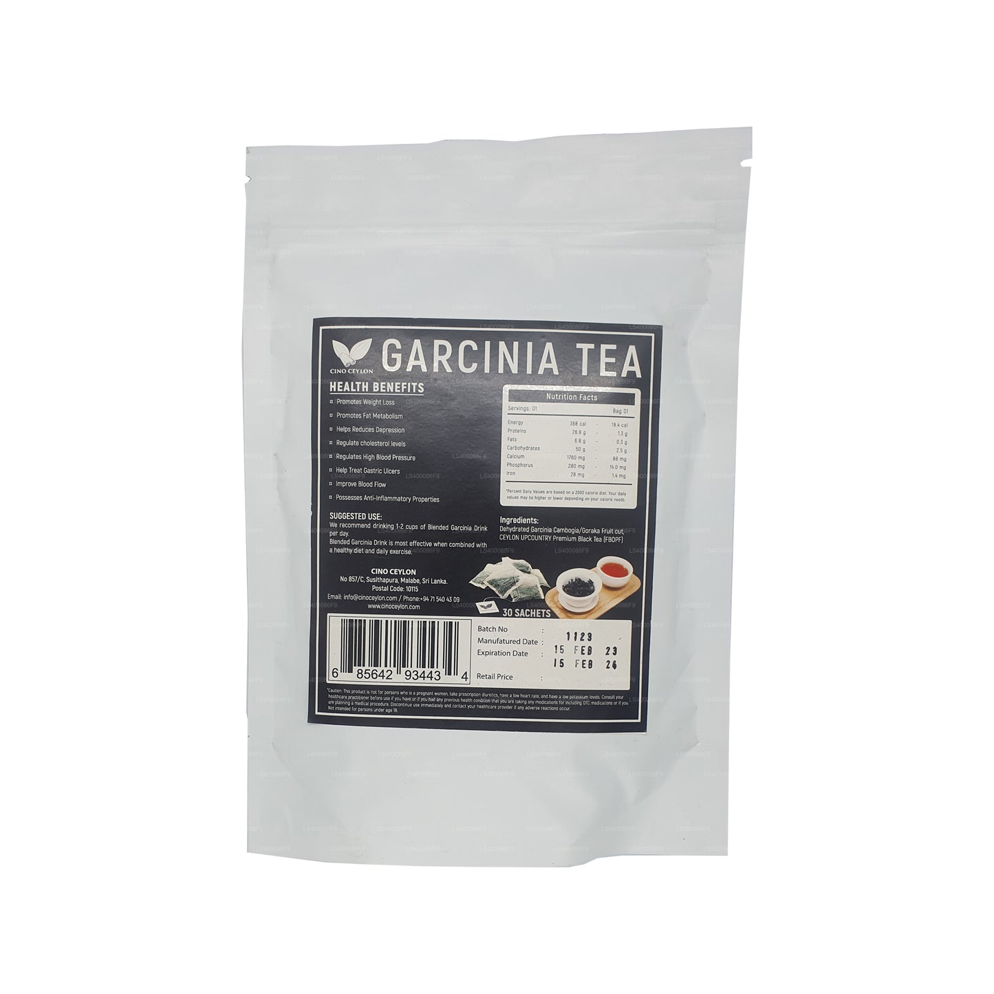 Tè Garcinia Cino Ceylon (30 bustine di tè)