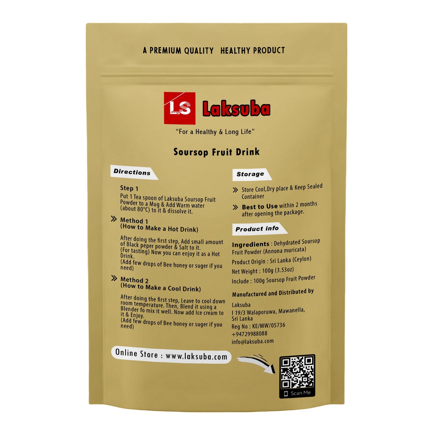 Polvere di frutto di graviola Laksuba (100 g)