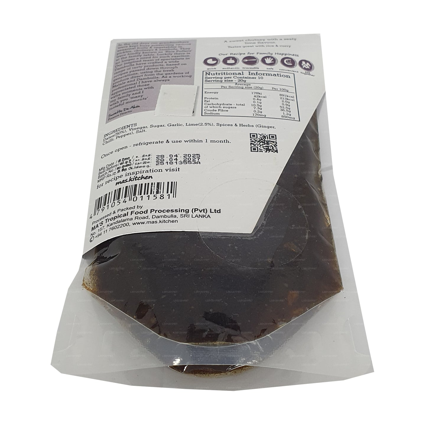 MA's Kitchen Chutney di datteri e lime (200g)