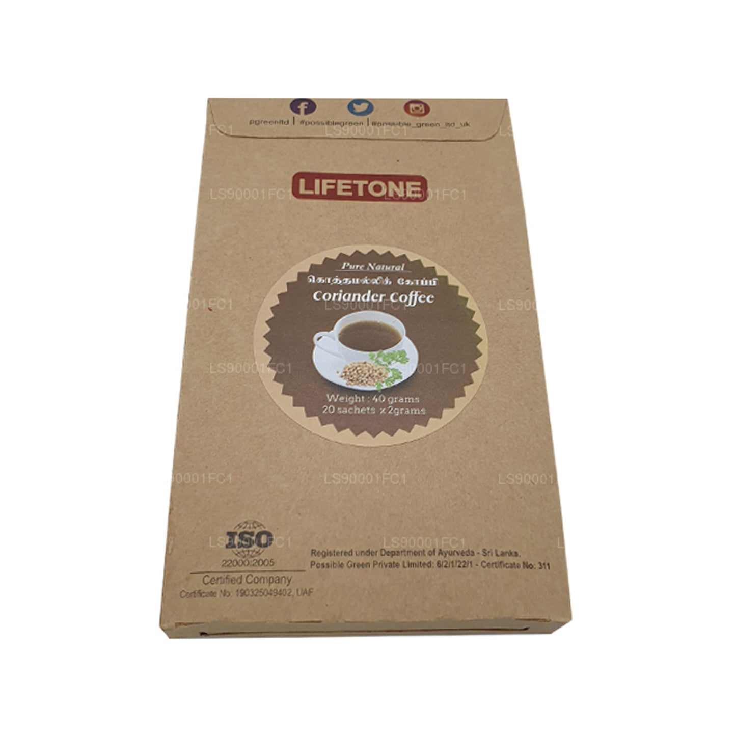 Caffè ai semi di coriandolo Lifetone (40 g) 20 bustine