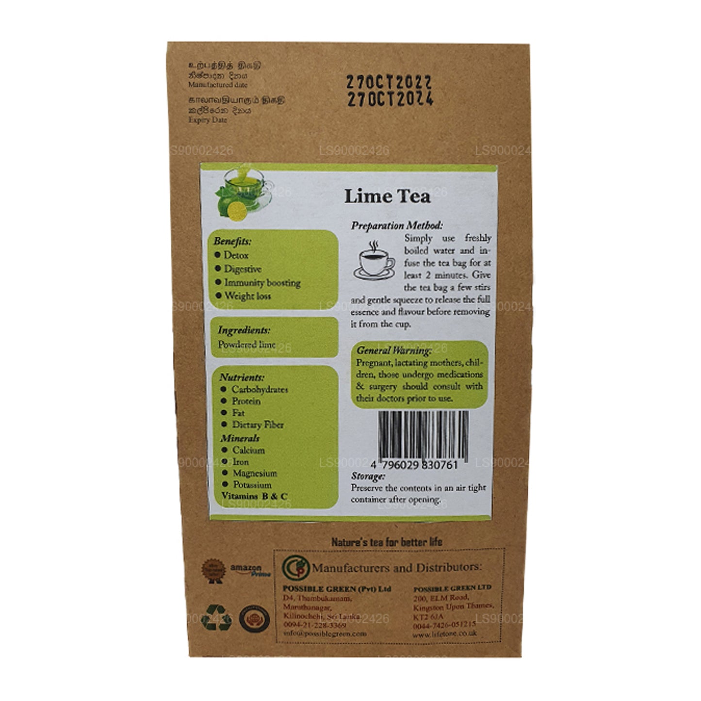 Lifetone Lime Tea (30g) 20 bustine di tè
