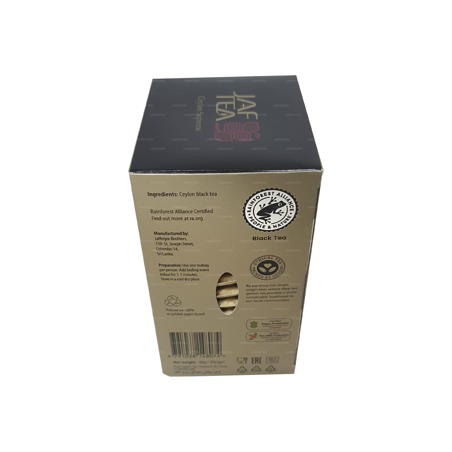 Jaf Tea Classic Gold Collection Ceylon Supreme, bustina di tè con busta in alluminio (40 g)