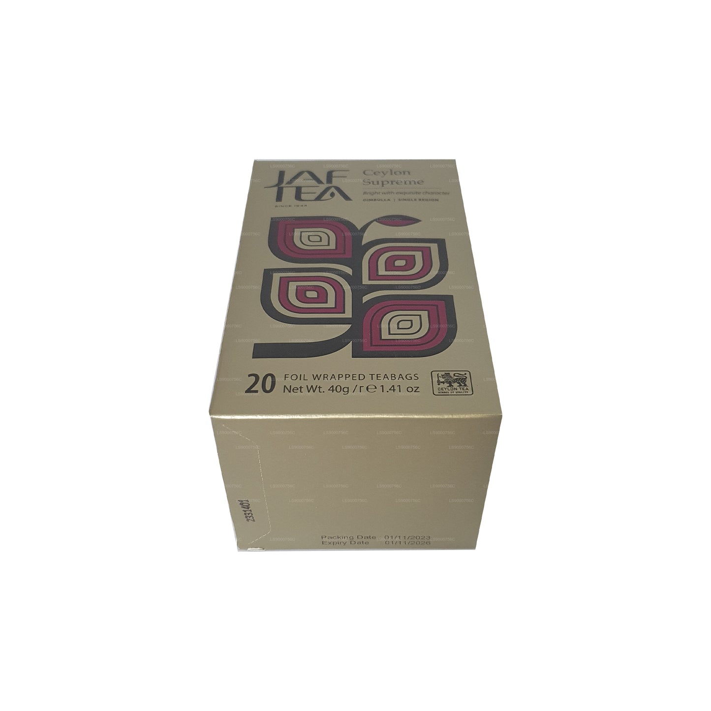 Jaf Tea Classic Gold Collection Ceylon Supreme, bustina di tè con busta in alluminio (40 g)