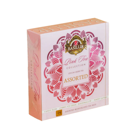 Basilur Pink Assorted Flavoured Green Tea Gift Box (80g) 40 Enveloped Tea Bags