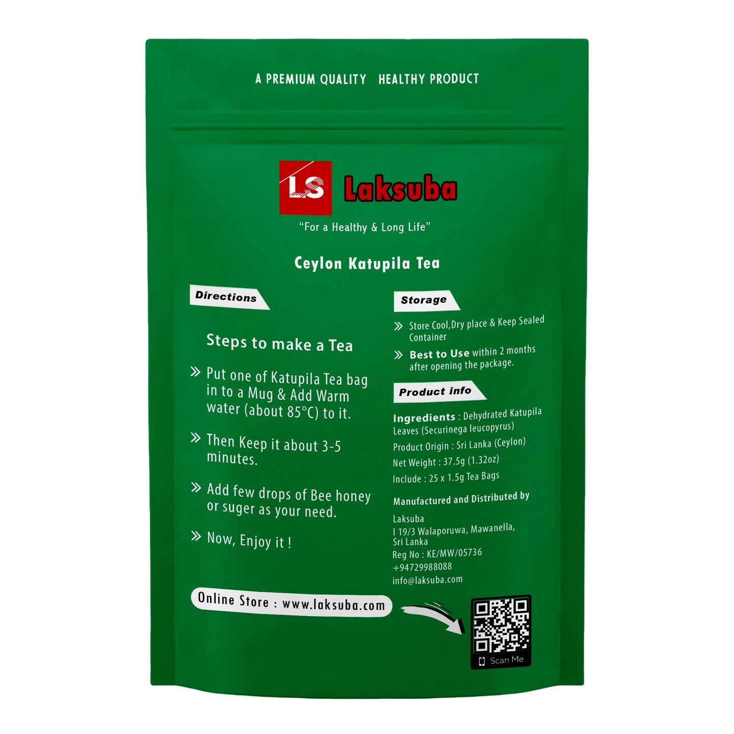 Tè Laksuba Ceylon Katupila (37,5 g) 25 bustine