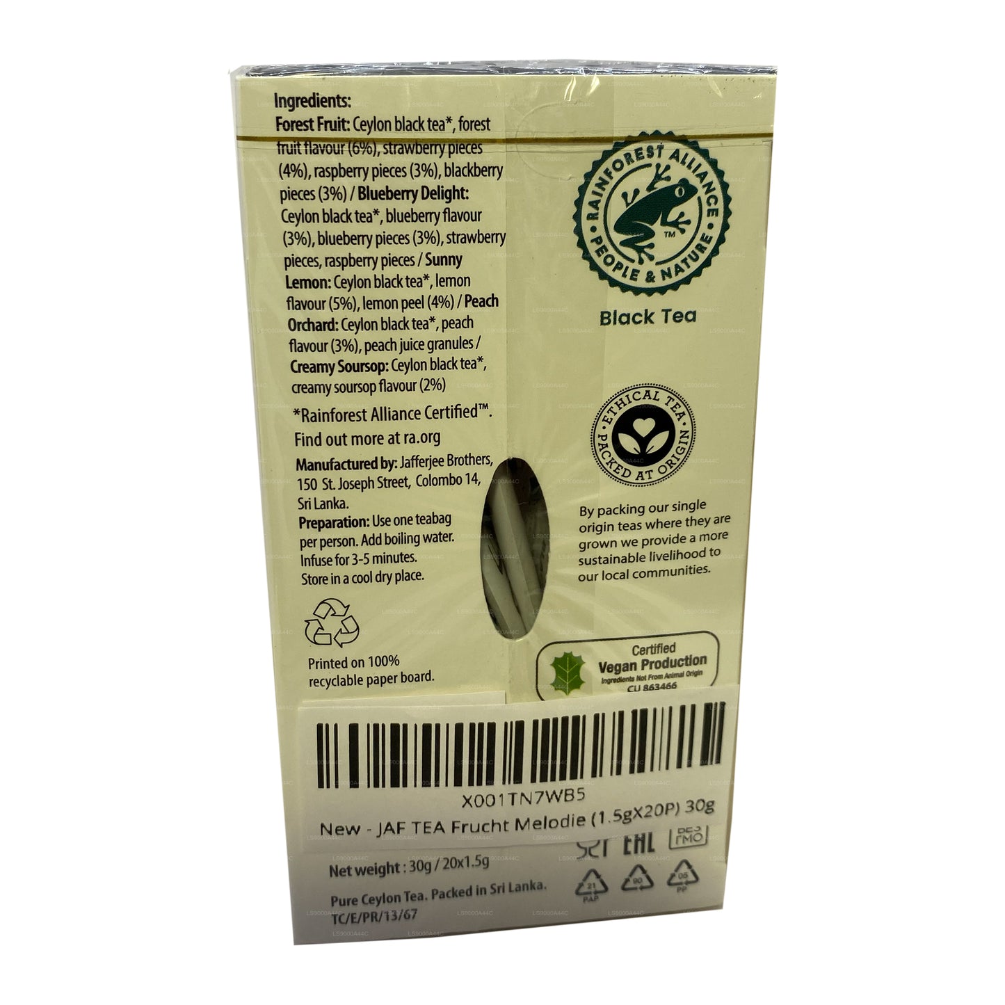 Jaf Tea Fruit Melody Black Tea (30g) 20 Envelope Tea Bags