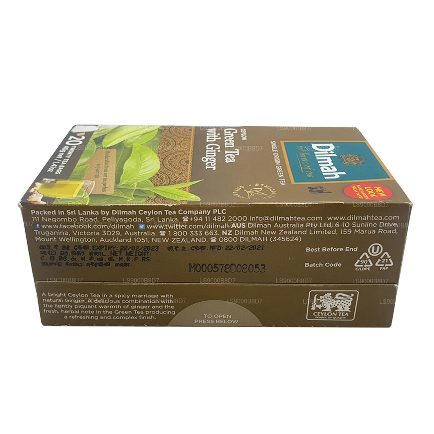 Dilmah Green Tea With Ginger (40g) 20 Tea Bags