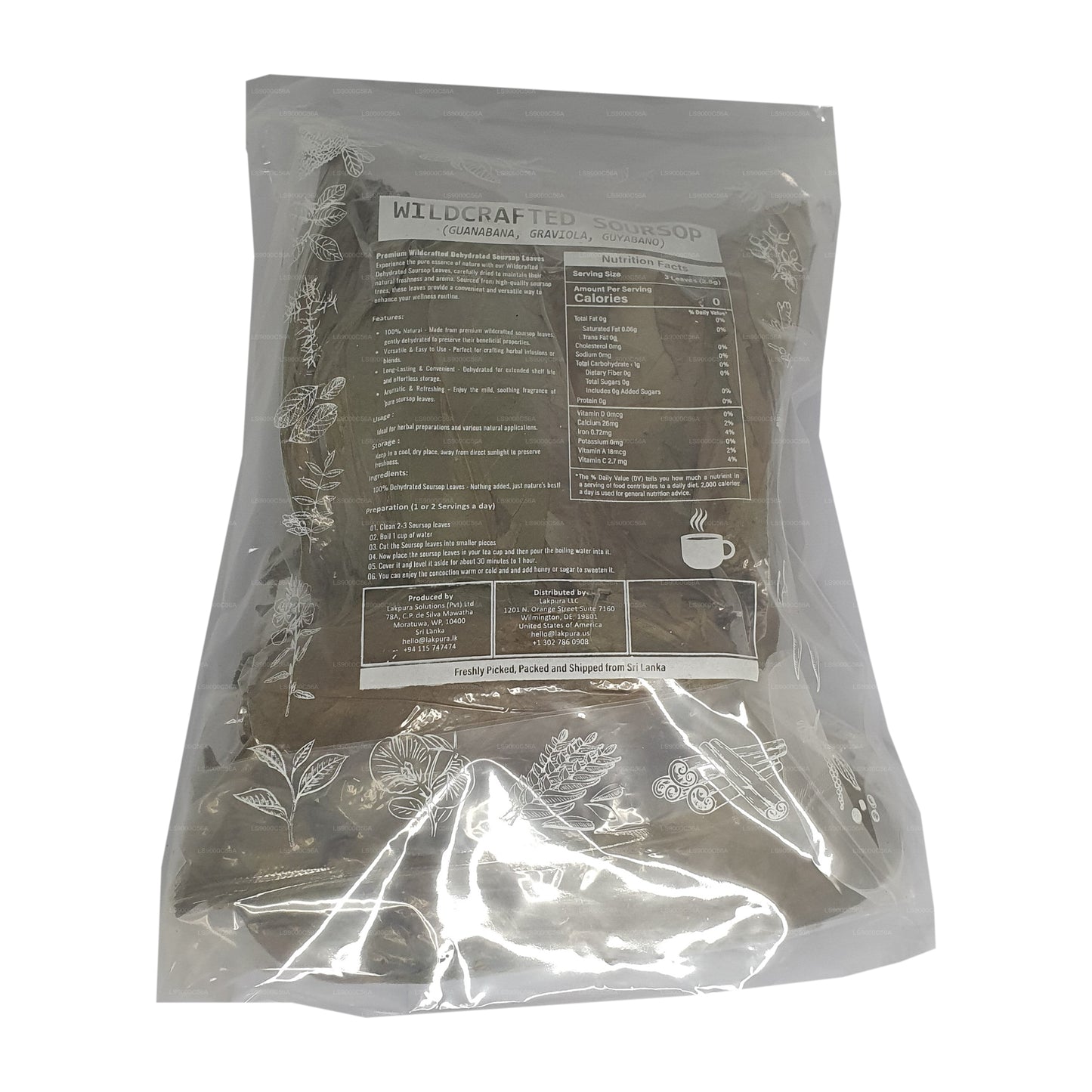 Foglie disidratate di Graviola selvatica Lakpura® (Guanabana, Graviola, Guyabano) intere