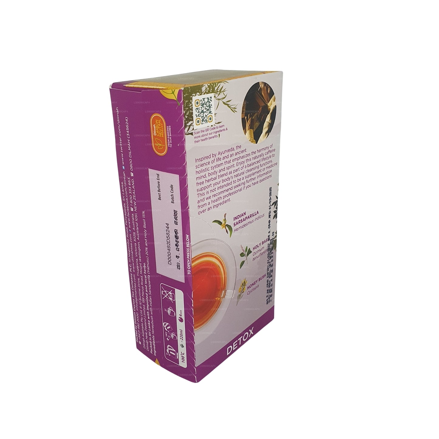 Infuso di erbe naturali Dilmah Arana Detox (20 bustine di tè senza etichetta)