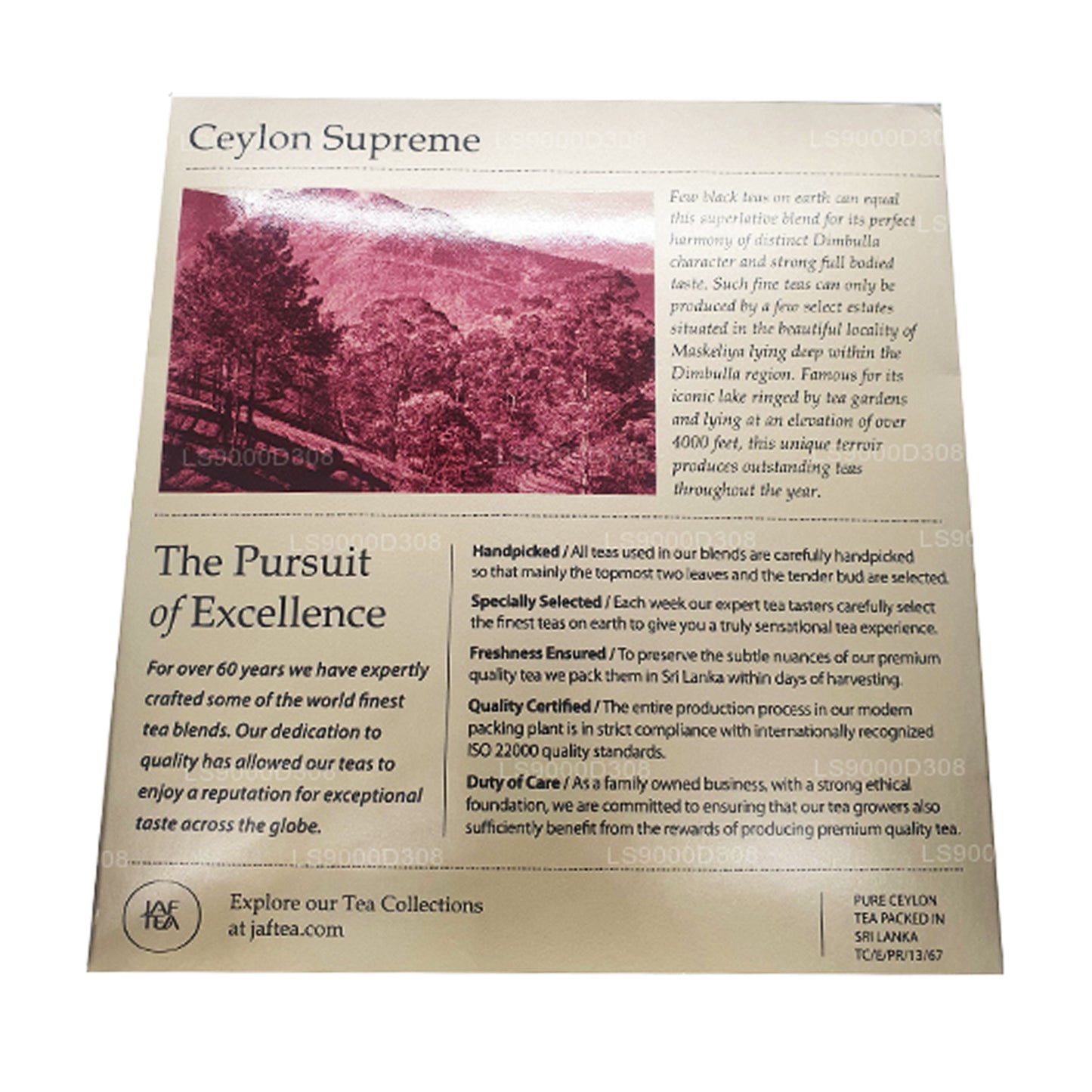 Barattolo da tè Classic Gold Collection Ceylon Supreme (50g)