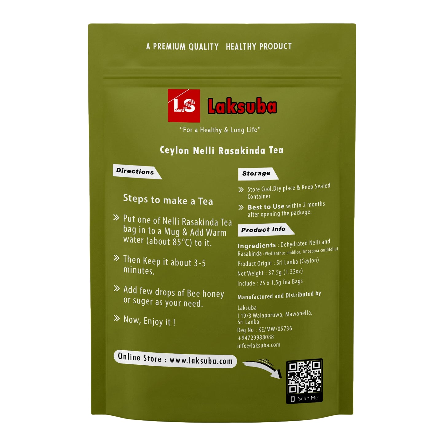 Tè Laksuba Ceylon Nelli Rasakinda (37,5 g) 25 bustine