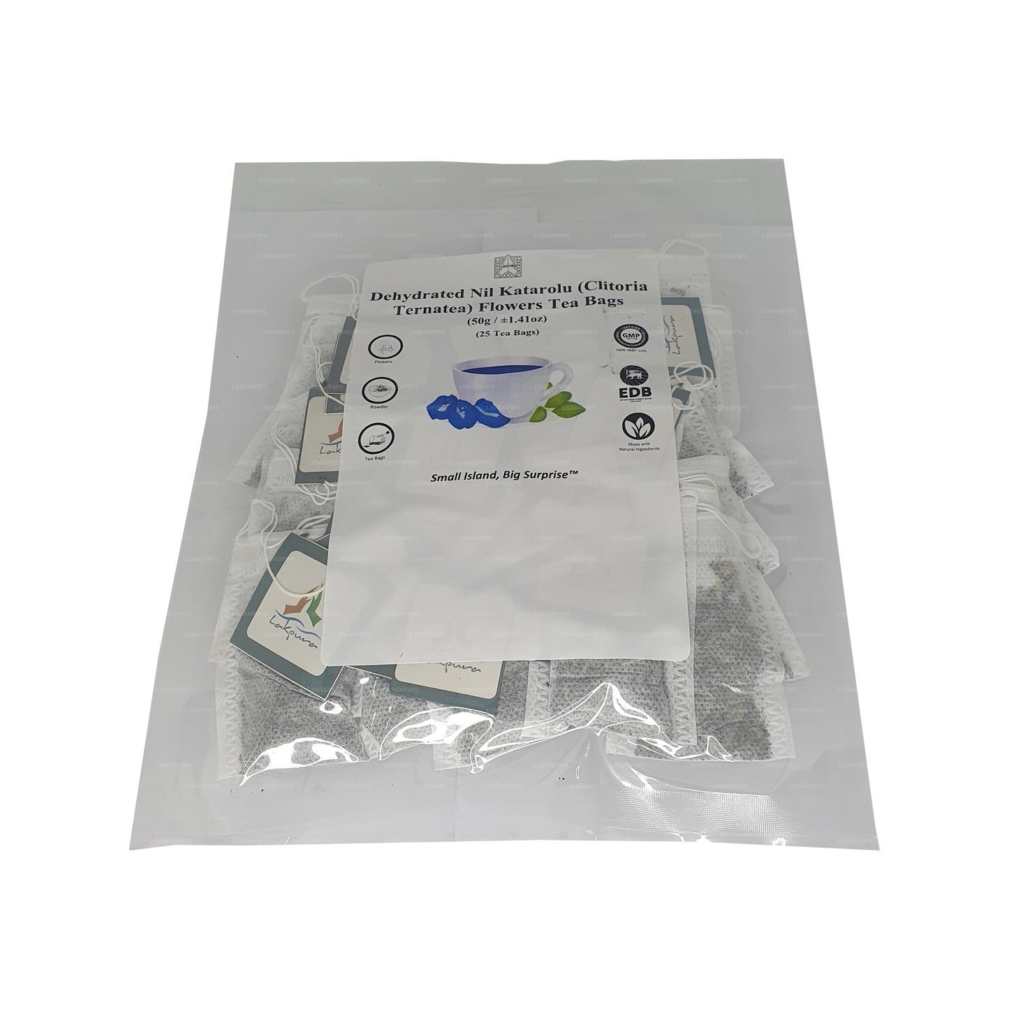 Lakpura® Bustine di tè ai fiori di pisello farfalla disidratati (Nil Katarolu; Clitoria Ternatea) (25 bustine)