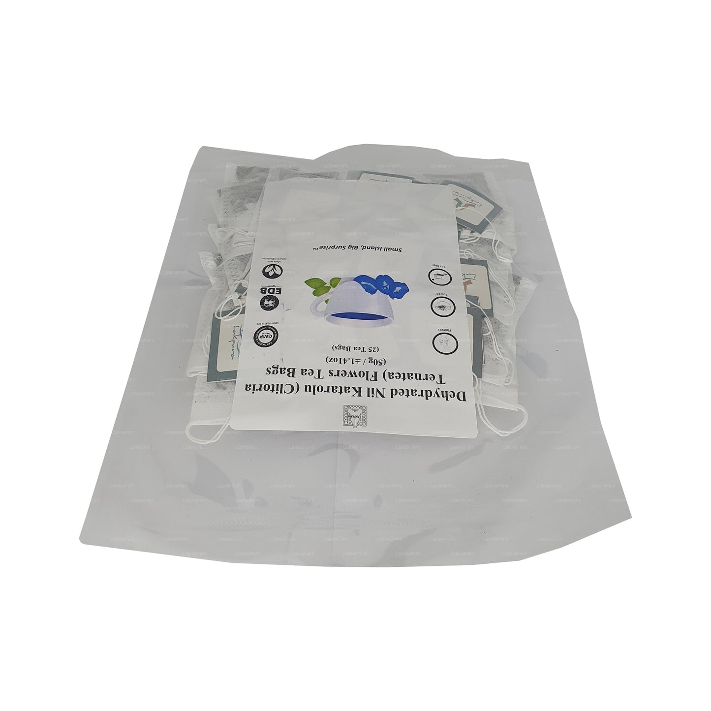 Lakpura® Bustine di tè ai fiori di pisello farfalla disidratati (Nil Katarolu; Clitoria Ternatea) (25 bustine)