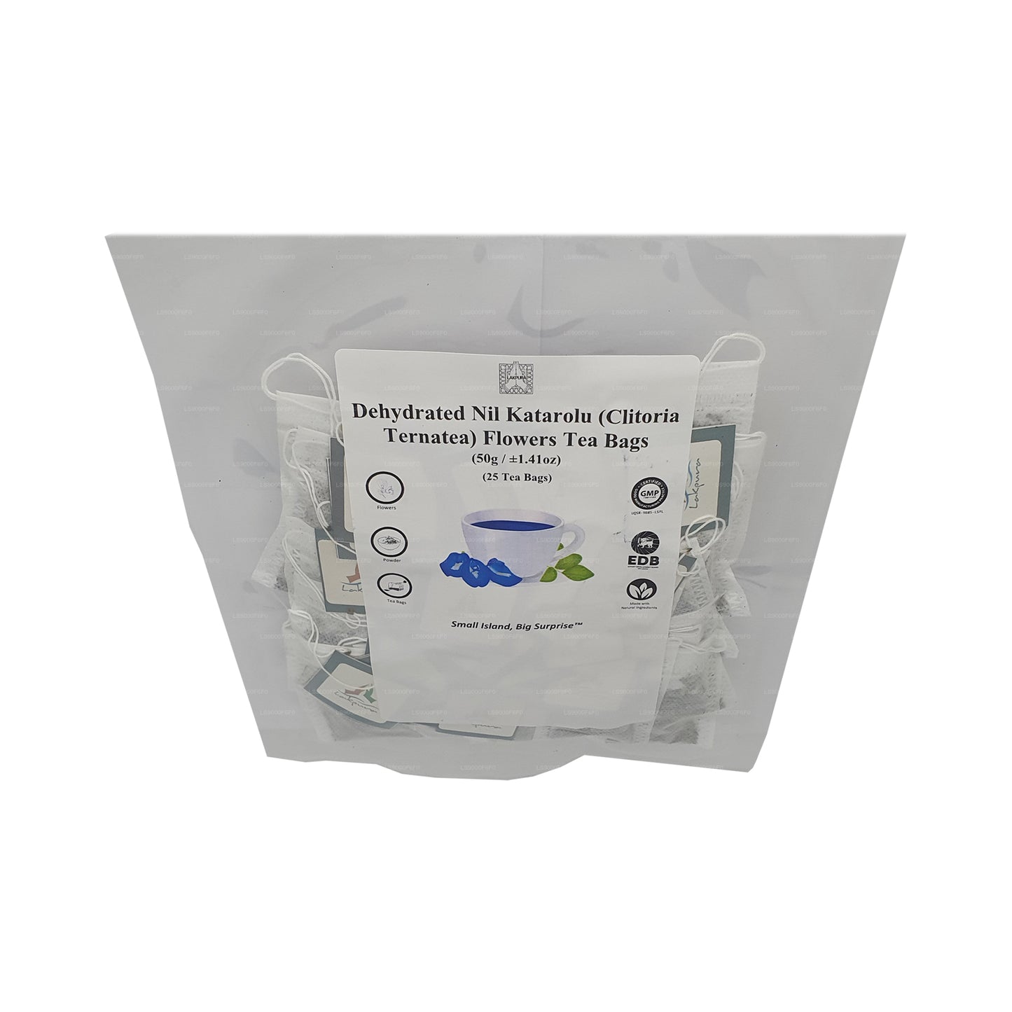 Lakpura® Bustine di tè ai fiori di pisello farfalla disidratati (Nil Katarolu; Clitoria Ternatea) (25 bustine)