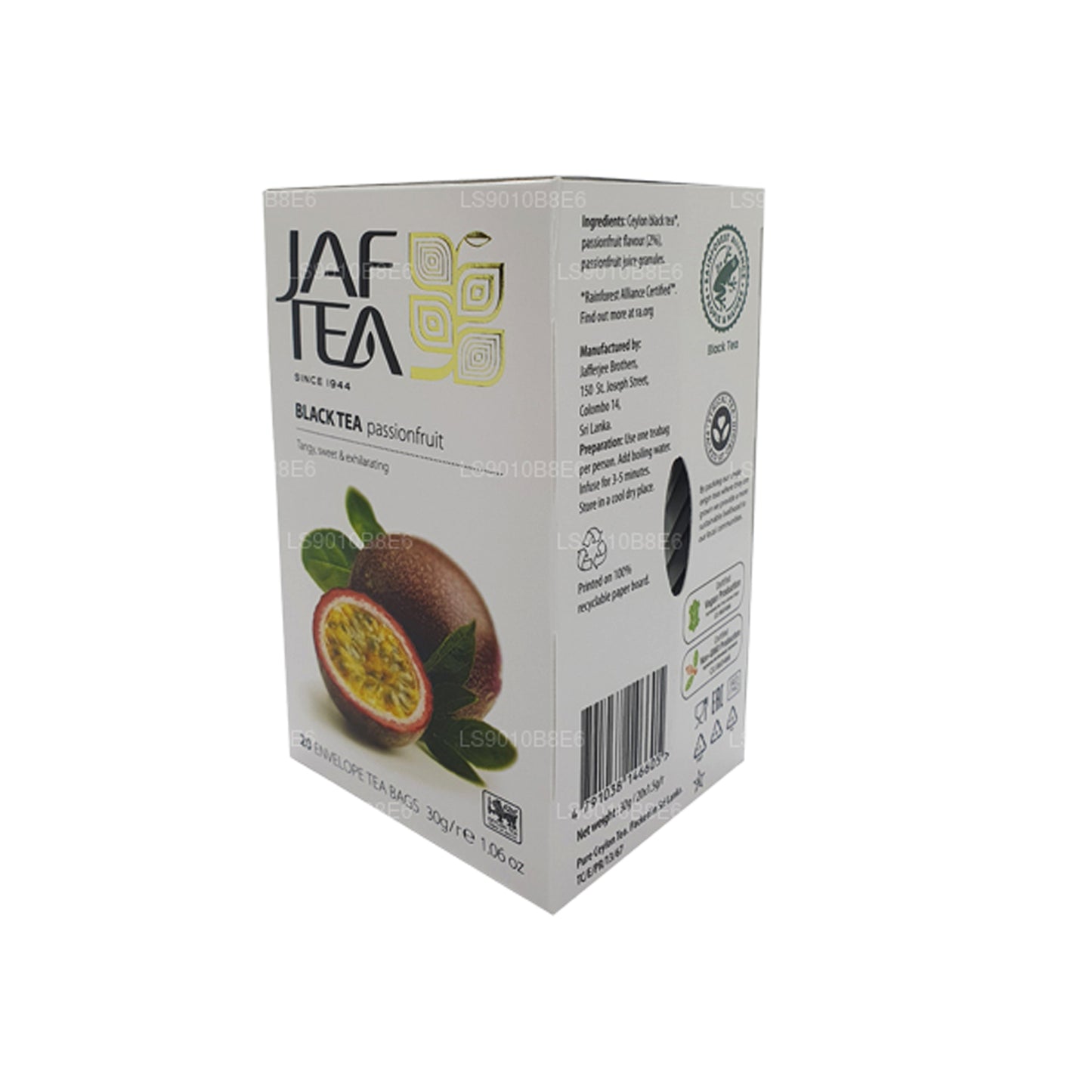 Jaf Tea Pure Fruits Collection Black Tea, bustine di tè nero, frutto della passione, in pellicola, 30 g