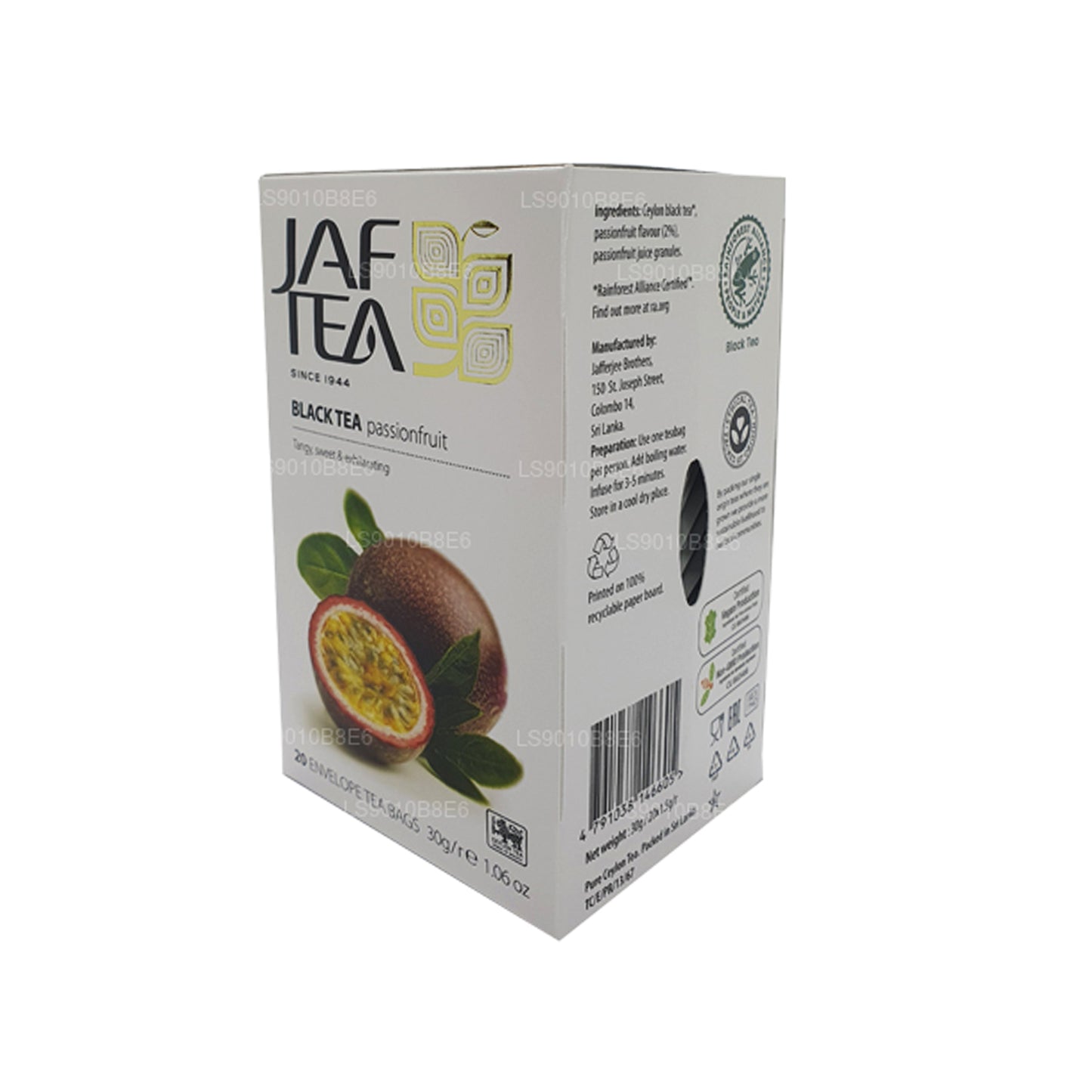 Jaf Tea Pure Fruits Collection Black Tea, bustine di tè nero, frutto della passione, in pellicola, 30 g
