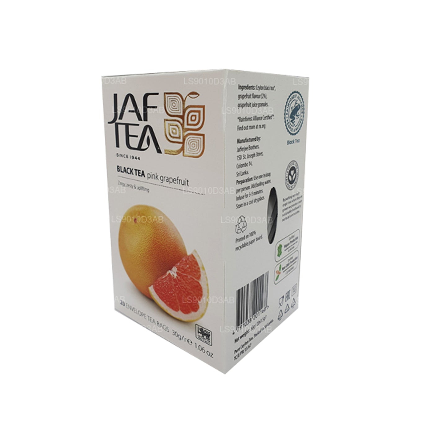 Jaf Tea Pure Fruits Collection, tè nero, pompelmo rosa, bustine di tè in carta stagnola (30 g)