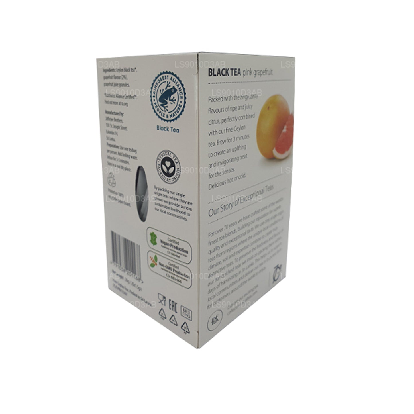 Jaf Tea Pure Fruits Collection, tè nero, pompelmo rosa, bustine di tè in carta stagnola (30 g)