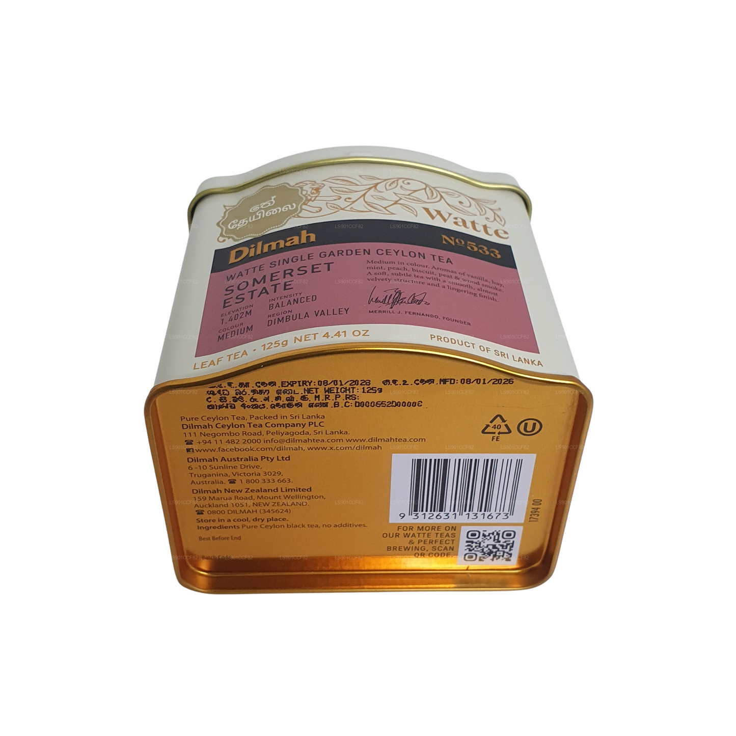 Tè in foglie sfuse all'acqua Dilmah Uda (125g)