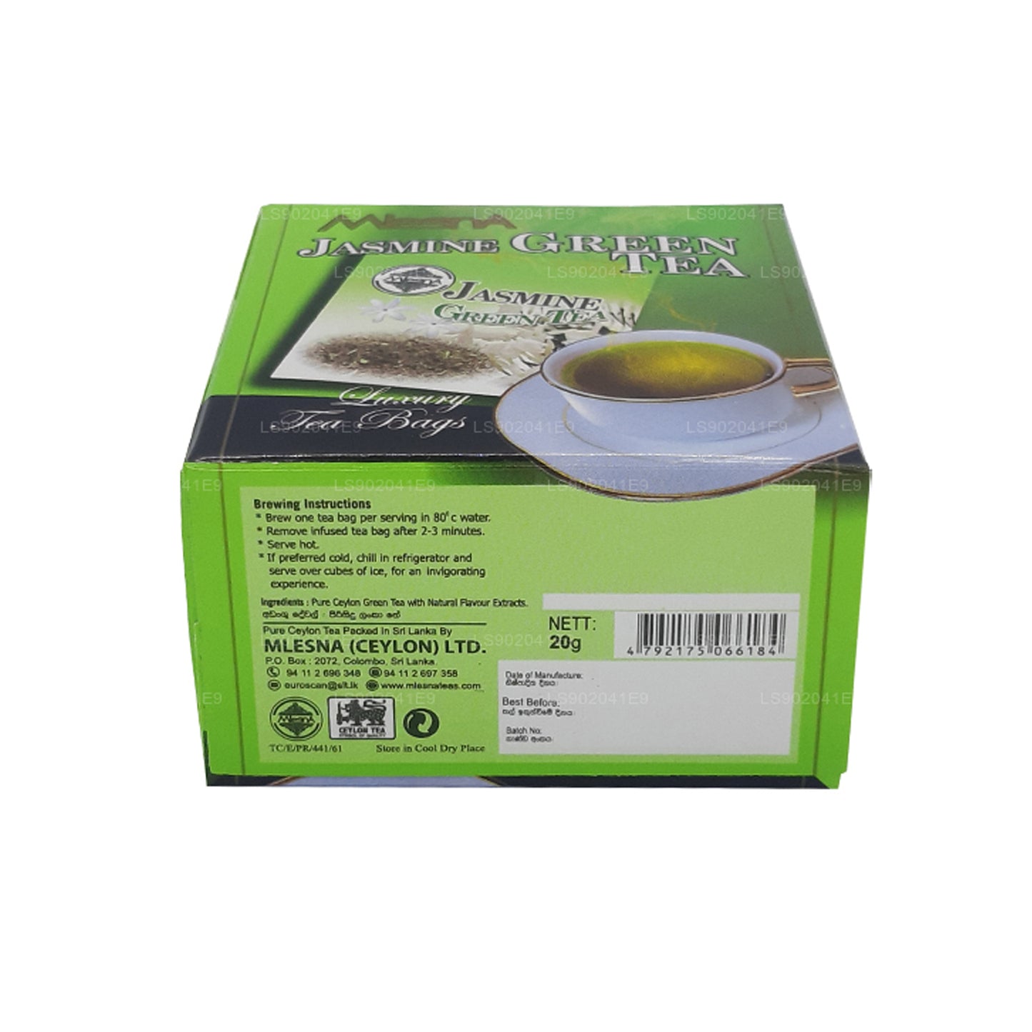Mlesna Tè verde al gelsomino (20g) 10 bustine di tè di lusso
