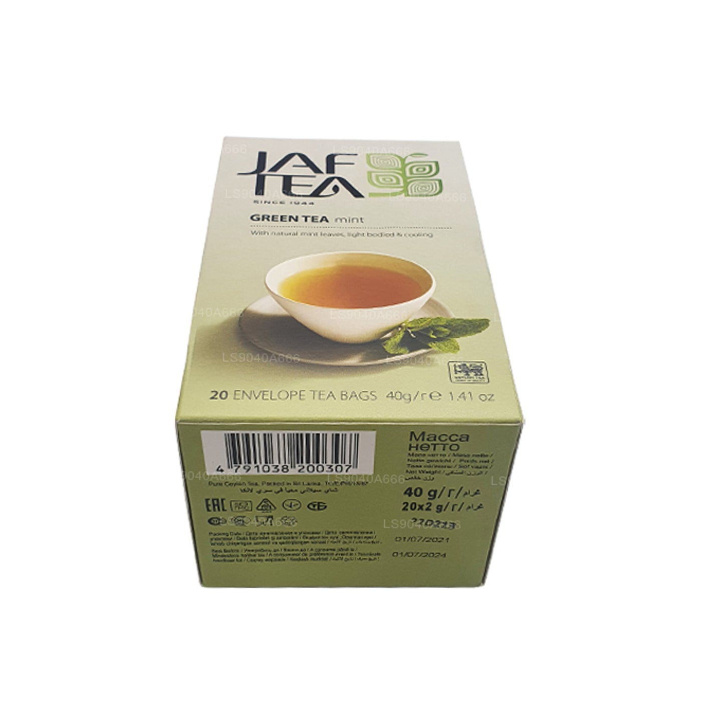 Jaf Tea Pure Green Collection, bustine di tè verde con busta di tè verde e menta (40 g)