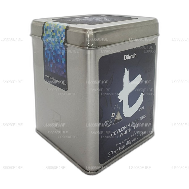 Contenitore in latta per tè bianco Dilmah serie T VSRT Ceylon Silver Tips (40 g), foglie sfuse