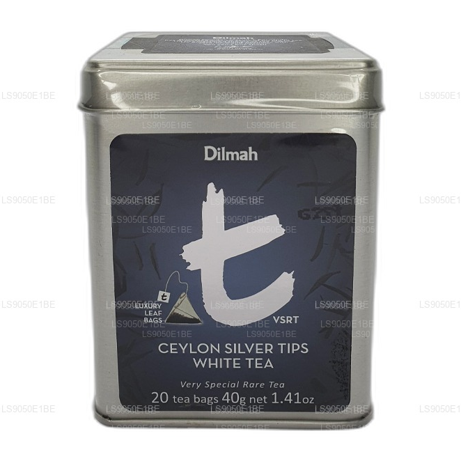 Contenitore in latta per tè bianco Dilmah serie T VSRT Ceylon Silver Tips (40 g), foglie sfuse