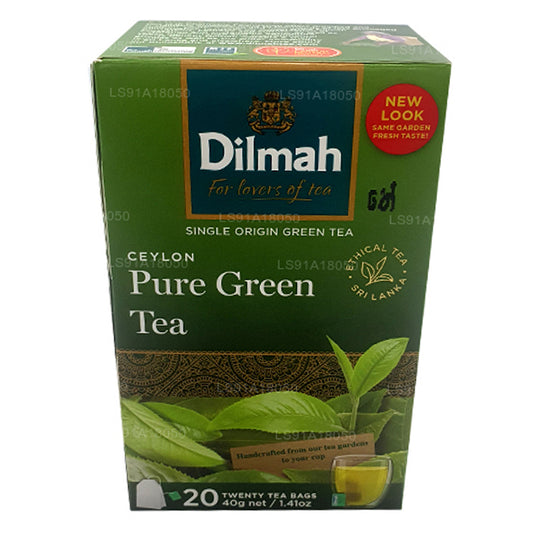 Dilmah Pure Ceylon Green Tea (40g) 20 bustine di tè