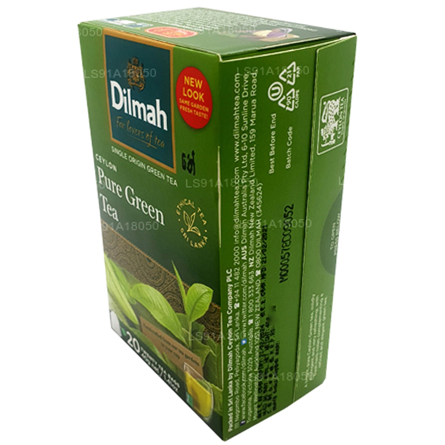 Dilmah Pure Ceylon Green Tea (40g) 20 bustine di tè