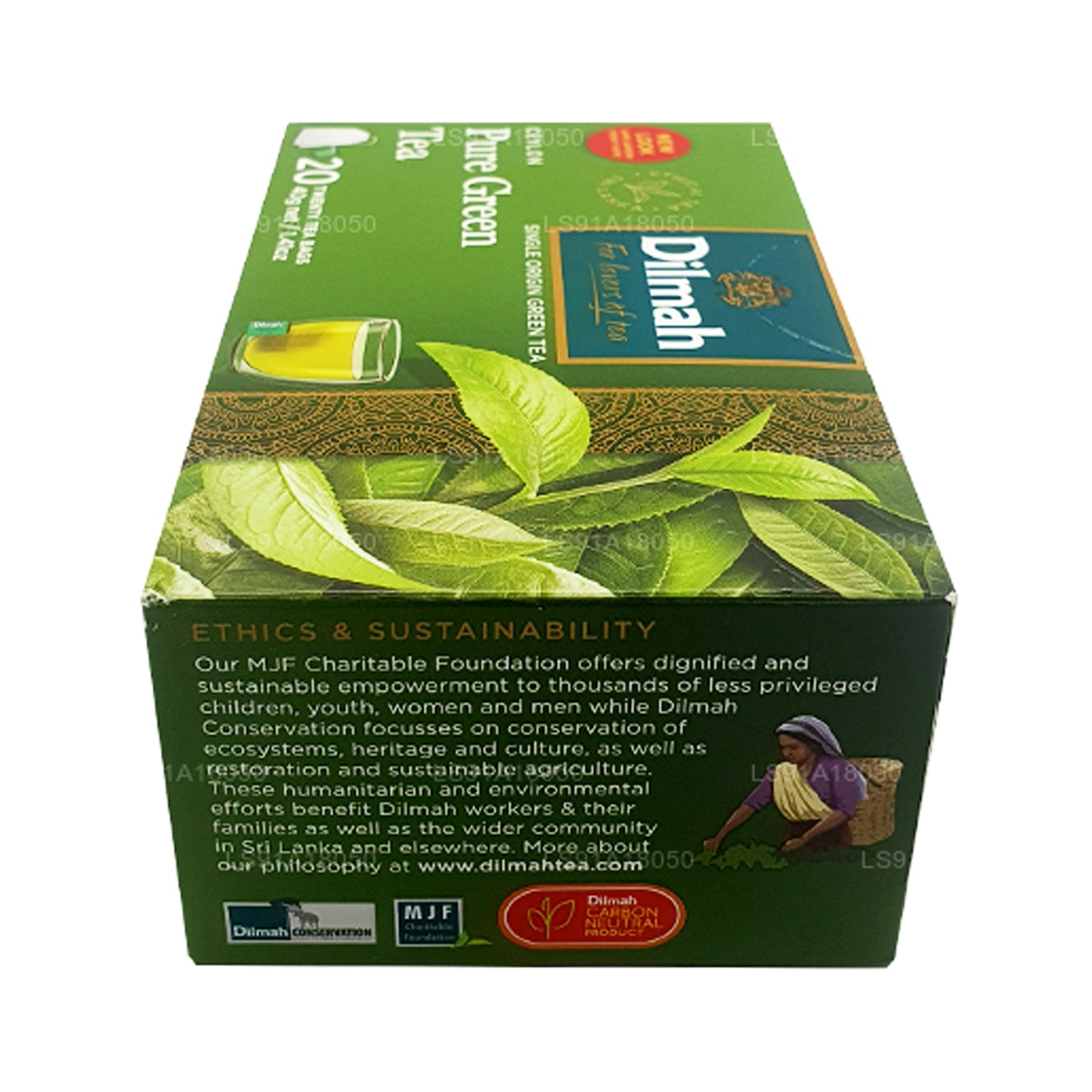 Dilmah Pure Ceylon Green Tea (40g) 20 bustine di tè