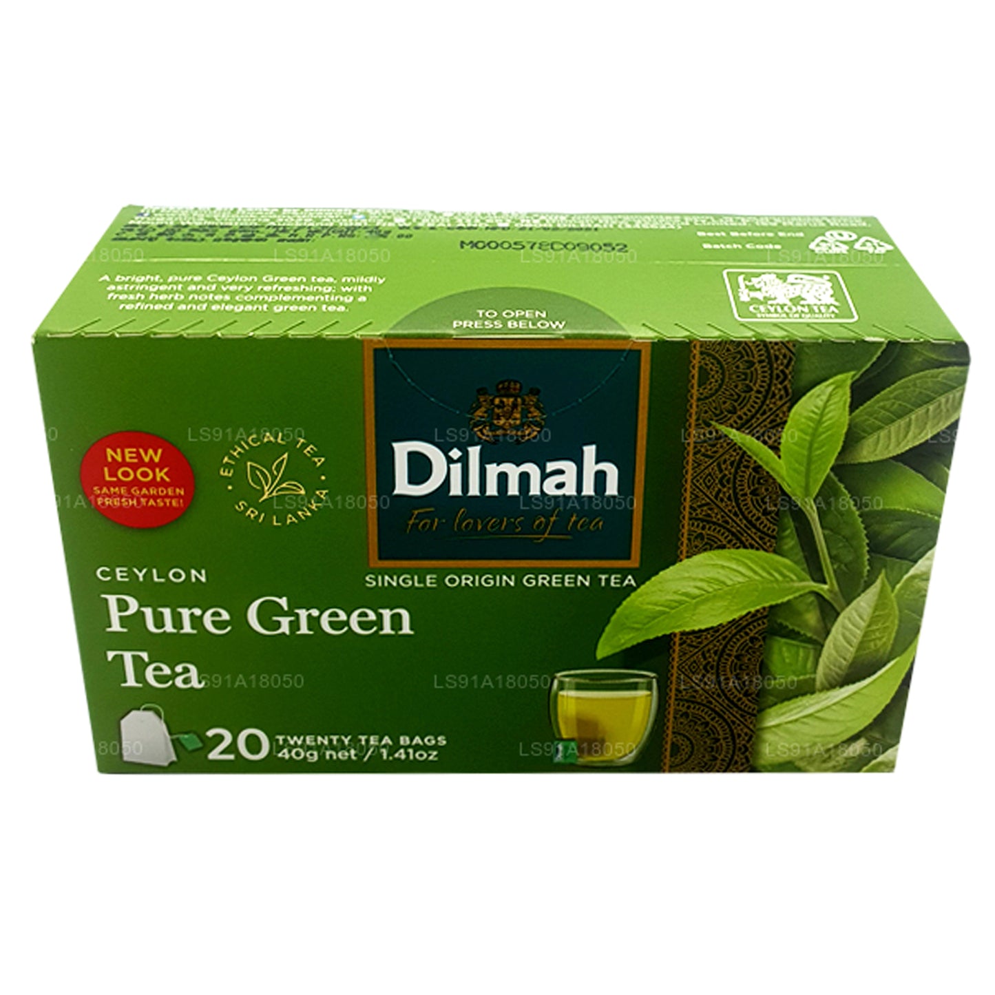 Dilmah Pure Ceylon Green Tea (40g) 20 bustine di tè