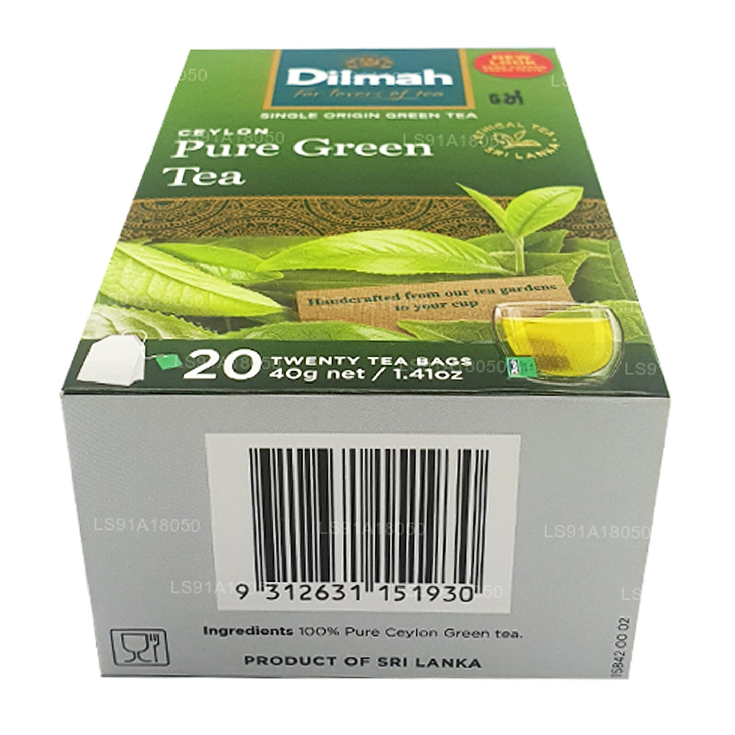 Dilmah Pure Ceylon Green Tea (40g) 20 bustine di tè