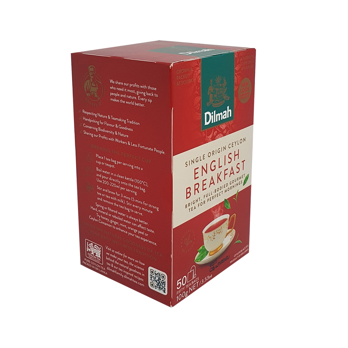 Dilmah English Breakfast Tea, 50 bustine di tè (100 g)