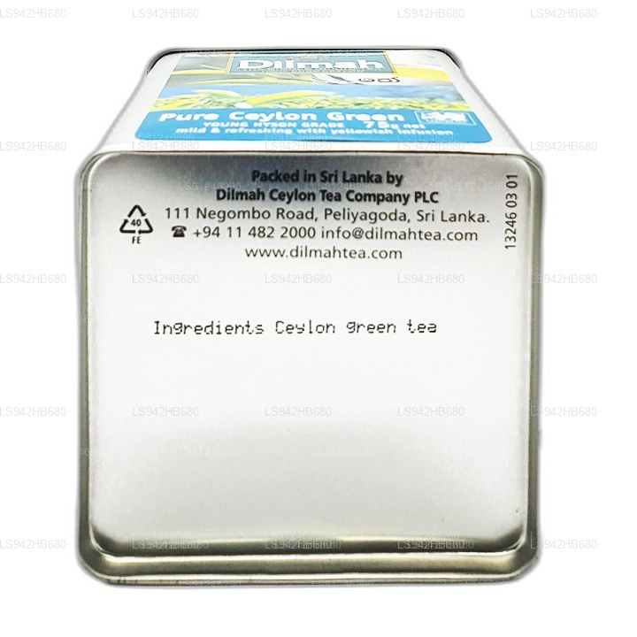 Dilmah Pure Ceylon Green Tea (YOUNG HYSON GRADE) tè sfuso in foglie (75 g) Contenitore
