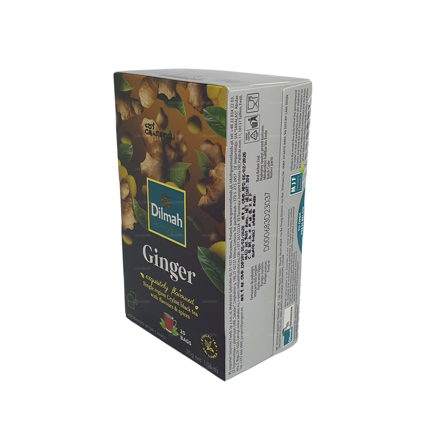 Tè nero aromatizzato allo zenzero Dilmah (30 g) 20 bustine di tè